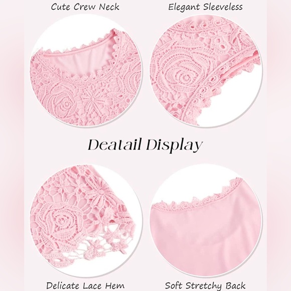 Women's Plus Size Sleeveless Floral Lace Top - Picture 5 of 8